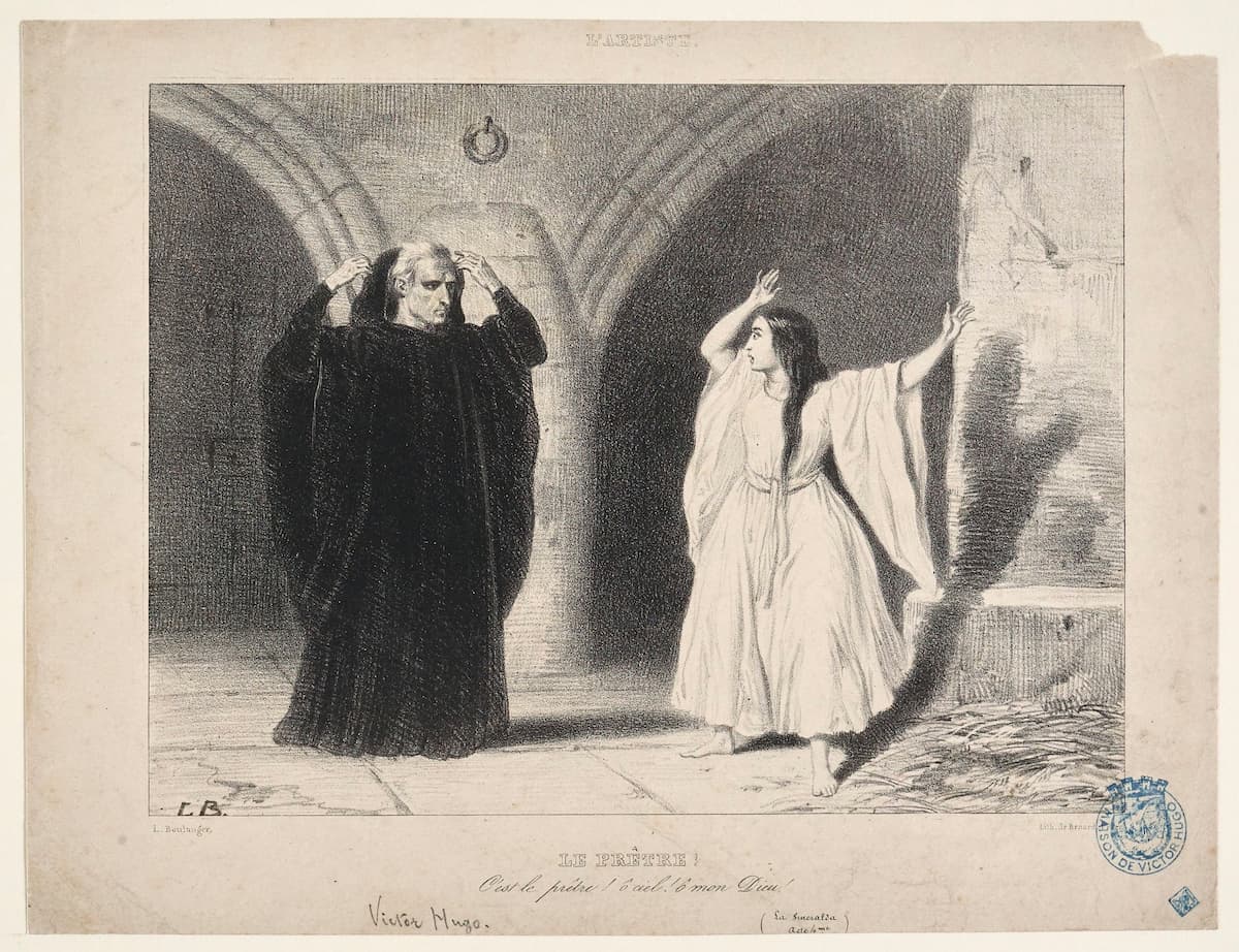 Scene from "La Esmeralda", engraving by Louis Candide Boulanger published in L'Artiste
