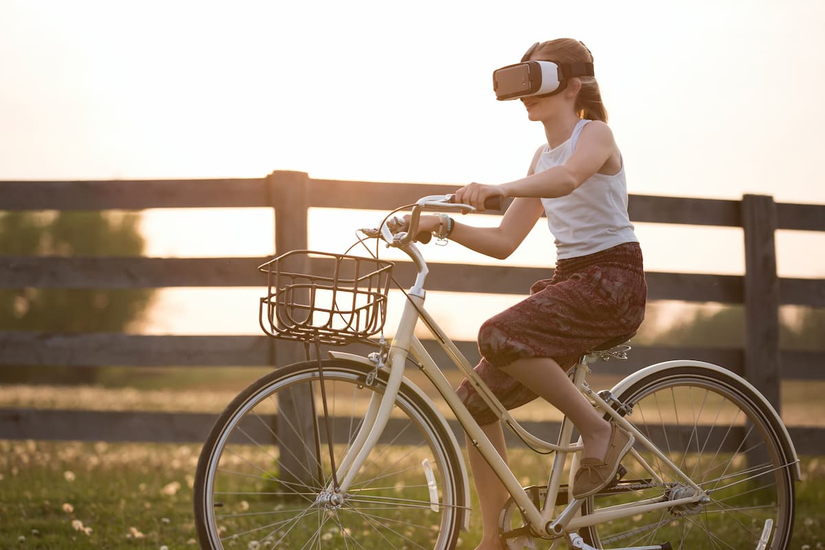 woman wearing VR headset