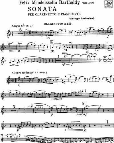 Felix Mendelssohn: Clarinet Sonata music score
