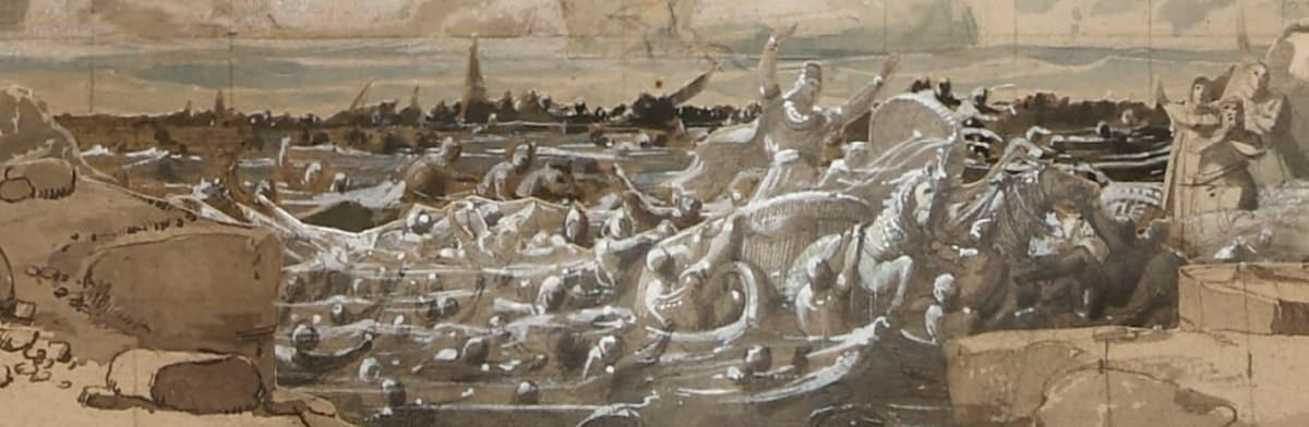 Edouard Despléchin: Moïse, Act IV: Passade de la Mer Rouge, left view center detail, 1863 (Gallica ark:/12148/btv1b7003329b)
