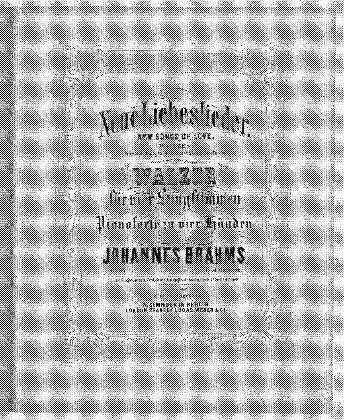 Johannes Brahms’ New Liebeslieder Waltzes score cover