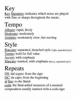 a list of musical terms