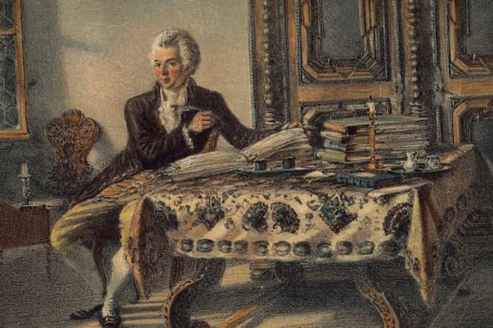 Portrait of Mozart composing