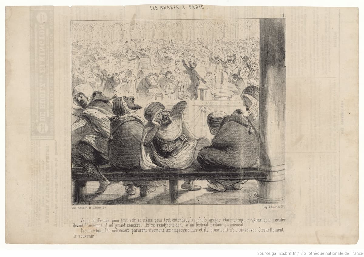 Benjamin: ‘Les Arabes à Paris’, Le Charivari, 1845 (Gallica, ark:/12148/btv1b8454228f)