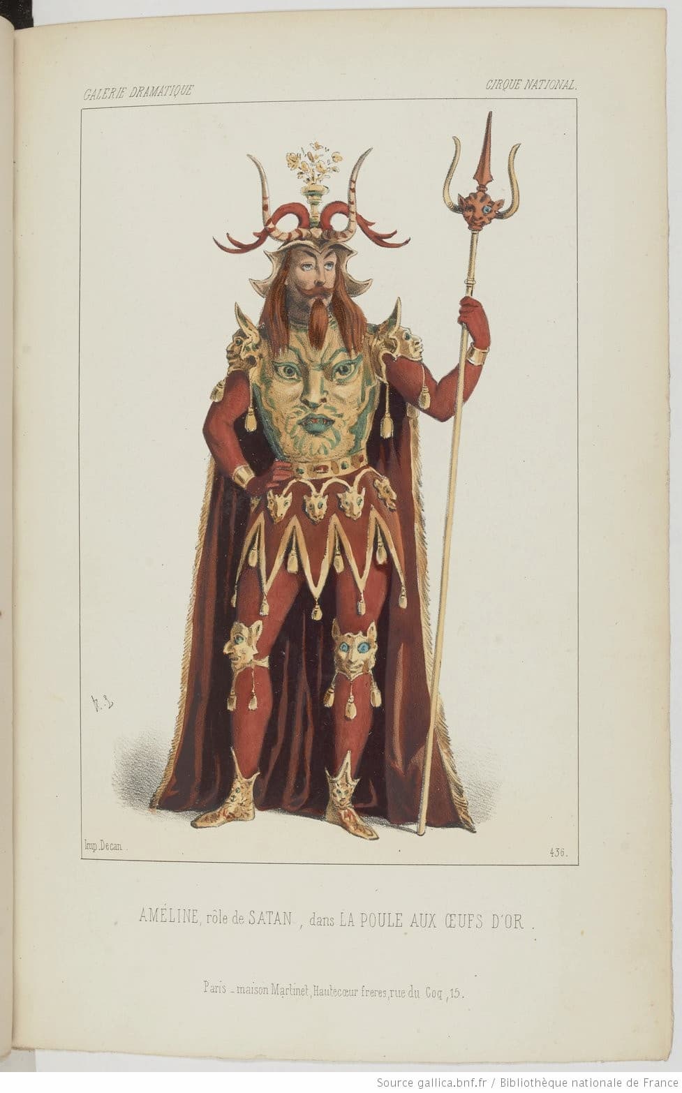 Ameline as Satan in La Poule aux oeufs d’or, Galerie dramatique, p. 436, 1848 (Gallica, ark:/12148/btv1b10541412f)