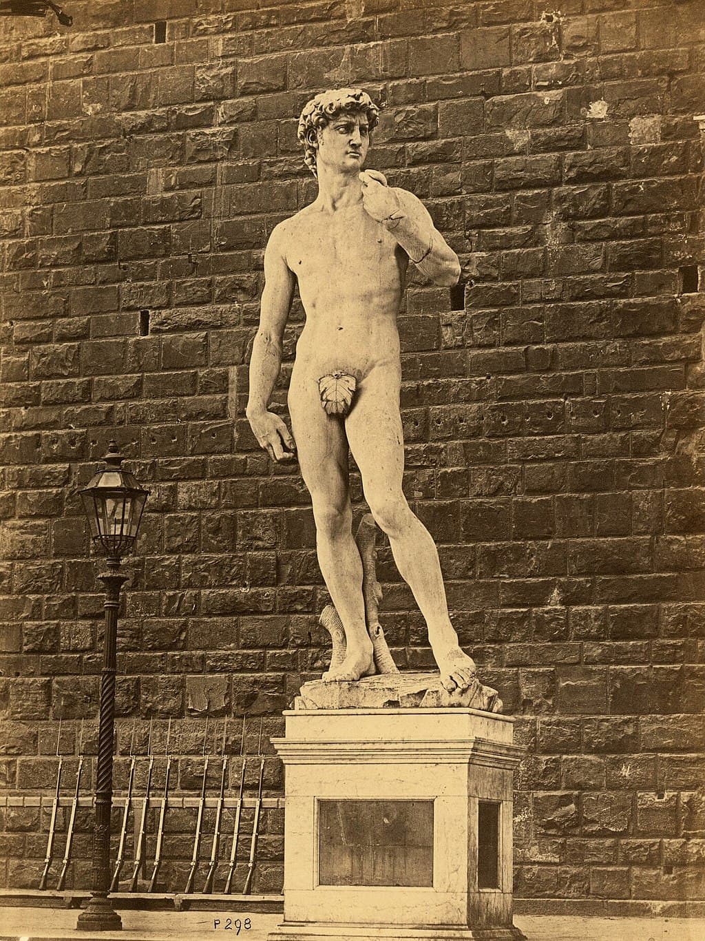 Michelangelo’s “David” in its original location, 1873