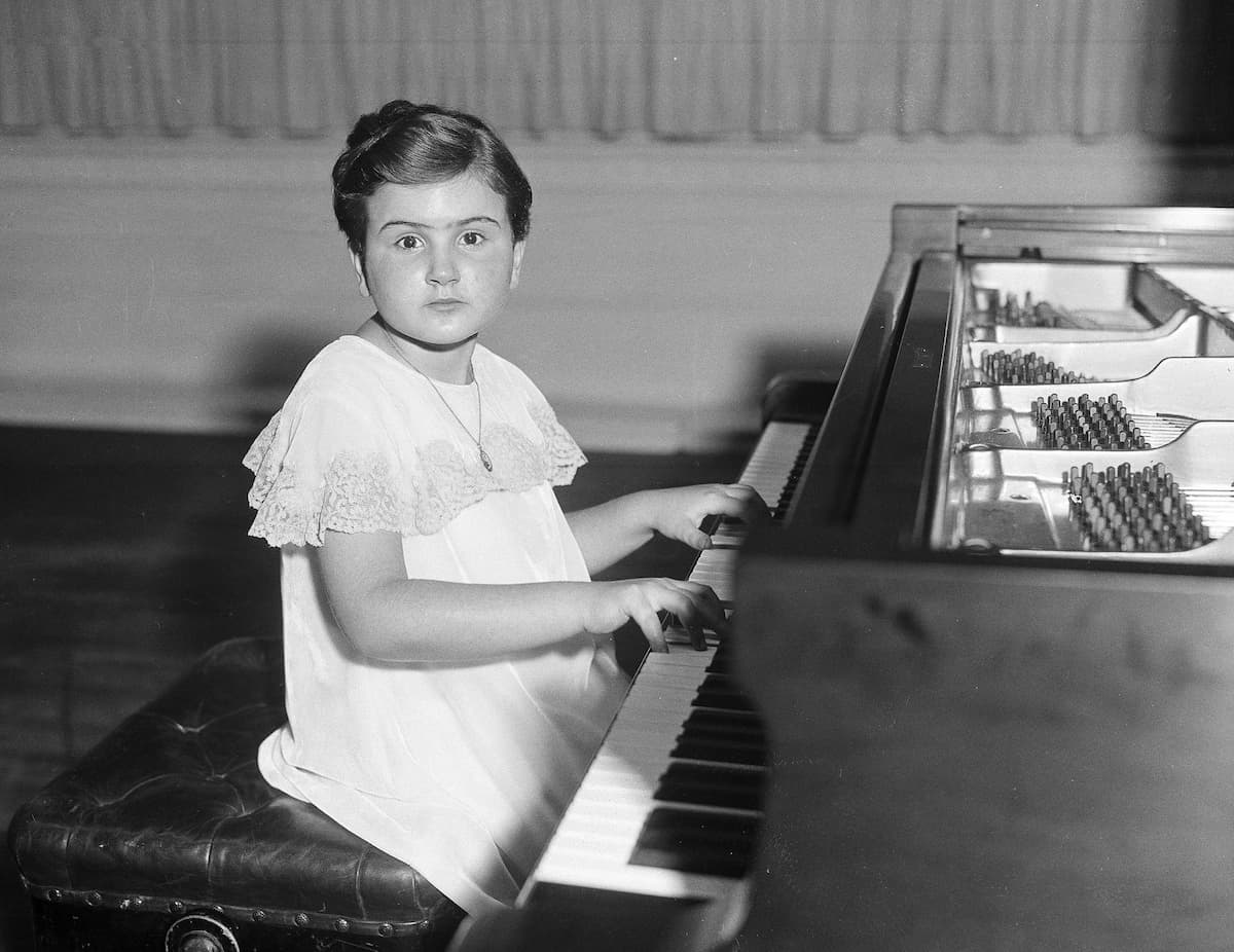 8-year-old Ruth Slenczynski makes her American debut in a piano recital in New York, Nov. 13, 1933.