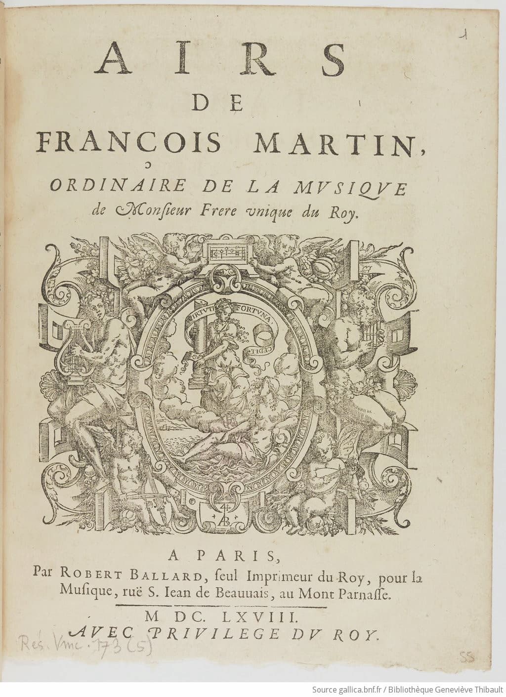 François Martin: Airs, Paris: Robert Ballard, 1668