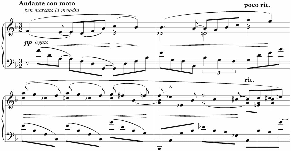 Beginning measures of Szymanowski's 9 Preludes, Op. 1 No. 2