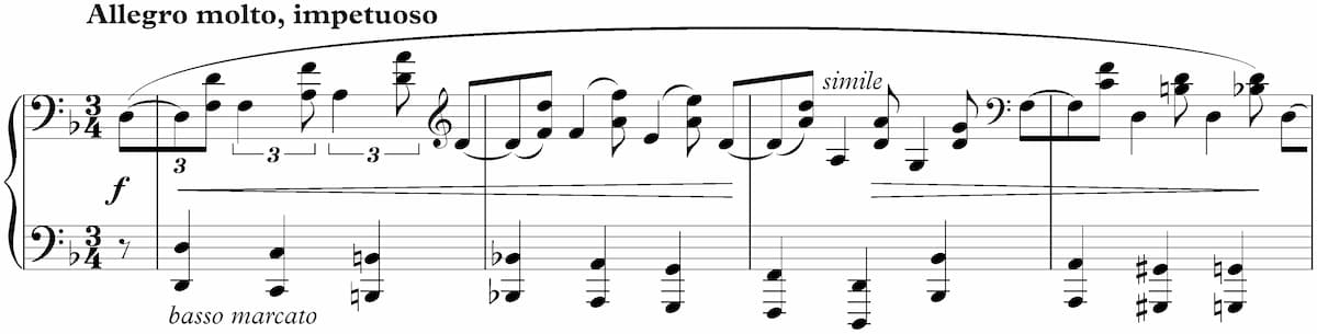 Beginning measures of Szymanowski's 9 Preludes, Op. 1 No. 5