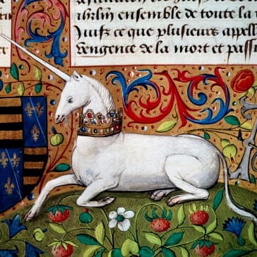 Unicorn in illuminated manuscript, c.1450, France
