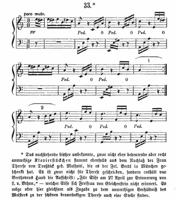 Beethoven's Für Elise music score