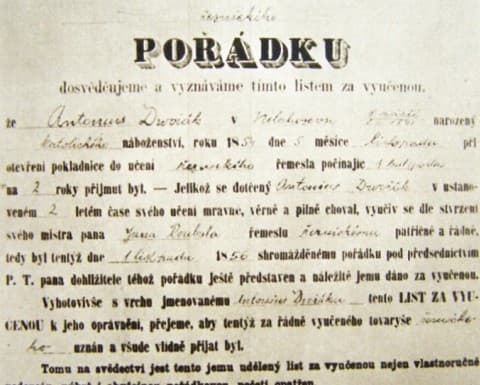 Dvořák's butcher certificate
