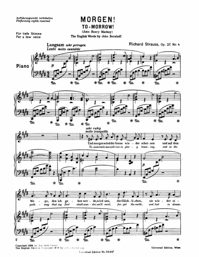 Richard Strauss: “Morgen!” music score