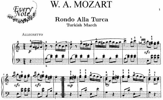 Mozart: Turkish March music score