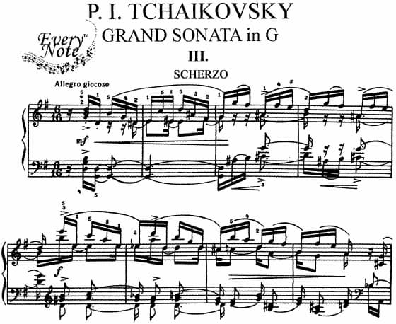 Tchaikovsky's Grand Sonata in G music score
