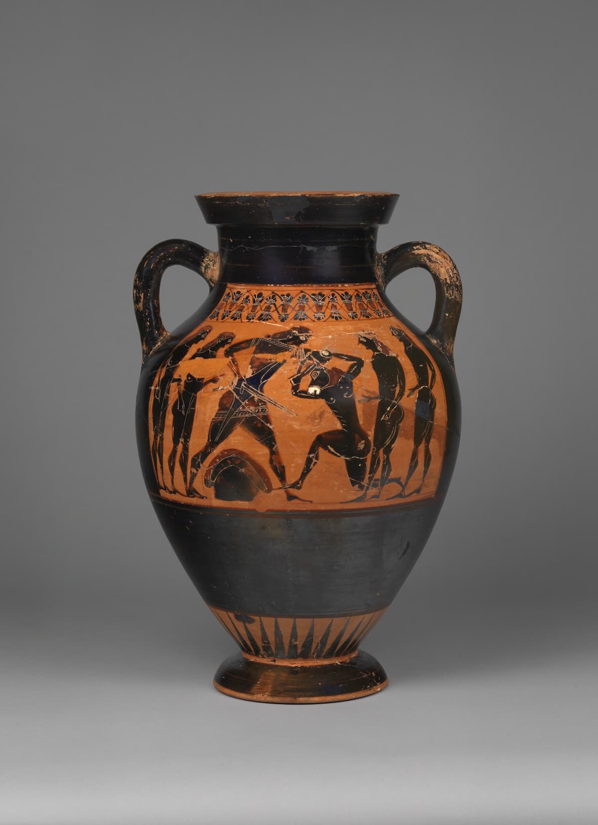 Black-figure panel amphora: Theseus and the Minotaur, ca. 545–535 BCE (Princeton University)