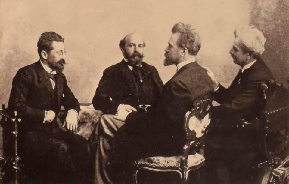 The members of the Budapest Quartet in 1888: Josef Waldbauer, Victor von Herzfeld, Jenő Hubay and David Popper