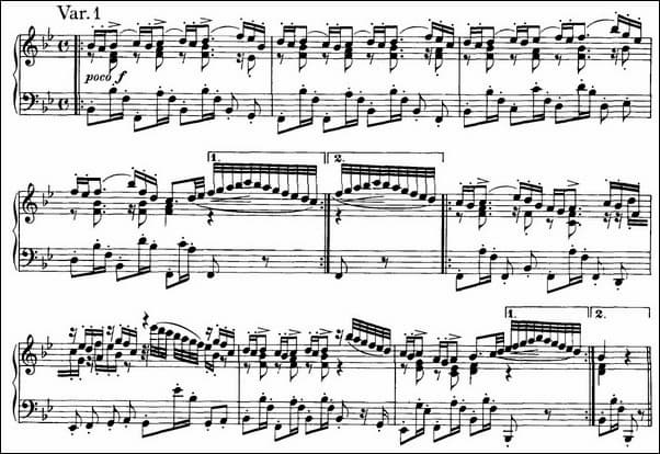 Johannes Brahms: Variations and Fugue on a Theme by Handel Variation 1 music score