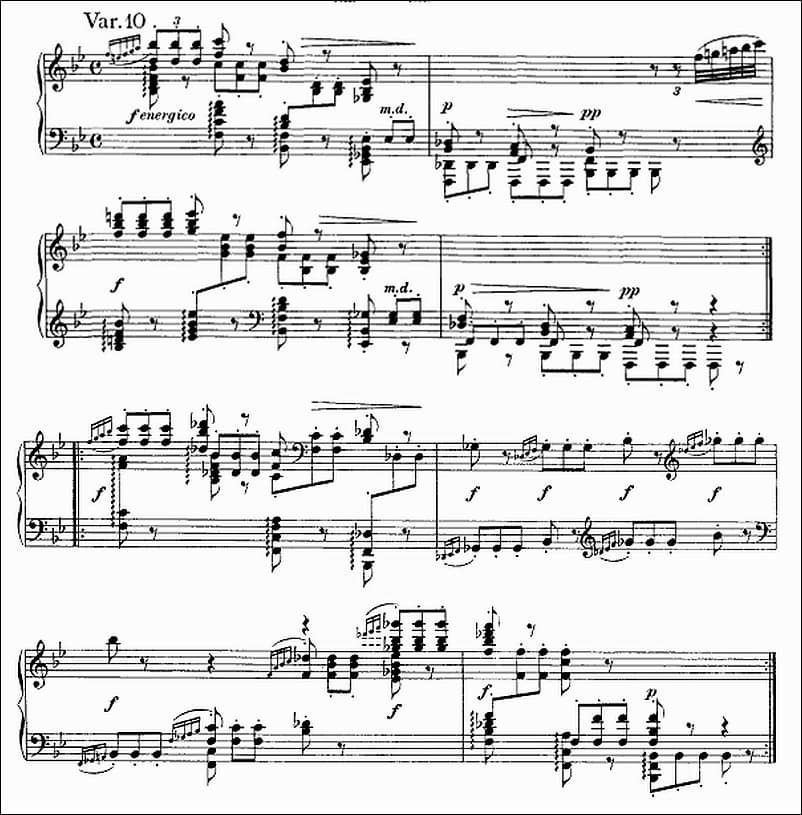 Johannes Brahms: Variations and Fugue on a Theme by Handel Variation 10 music score