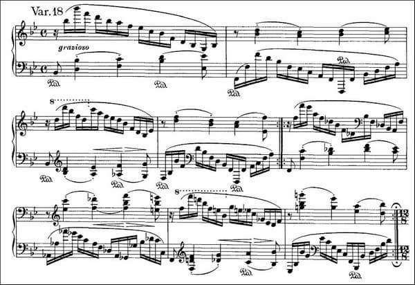 Johannes Brahms: Variations and Fugue on a Theme by Handel Variation 18 music score