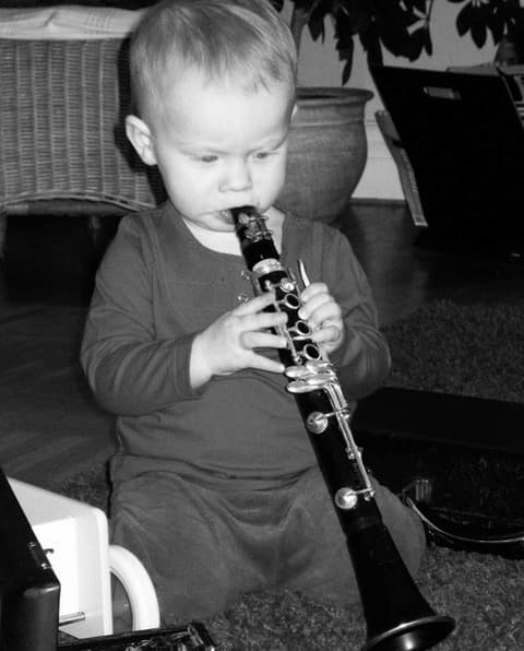 Martin Fröst as a little boy playing the clarinet