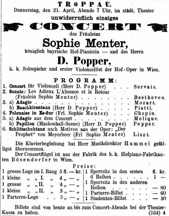 A performance program of David Popper and Sophie Menter