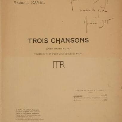 Maurice Ravel: Trois Chansons score cover