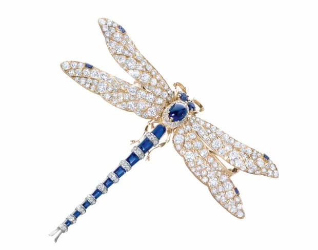 Paulding Farnham: Tiffany & Co. dragonfly brooch with diamonds, sapphires, gold and silver, circa 1890-1900