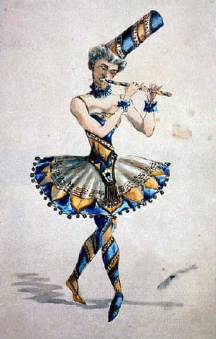Ivan Vsevolozhsky: Original costume sketch (Dance of the Reed Flutes) for The Nutcracker, 1892