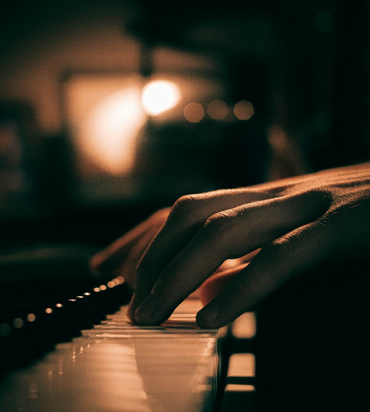 practicing piano at night