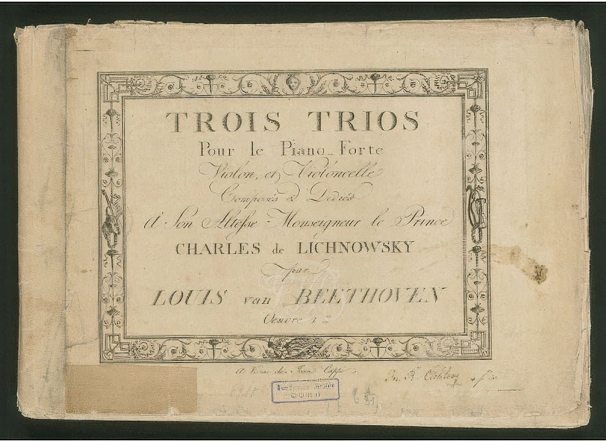 Music score cover page of Beethoven's Piano Trio Opus 1
