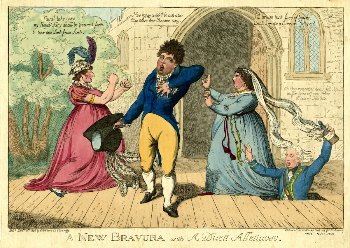 Gillray: A new bravura with a duett affettuoso, 12 January 1802 (British Museum)