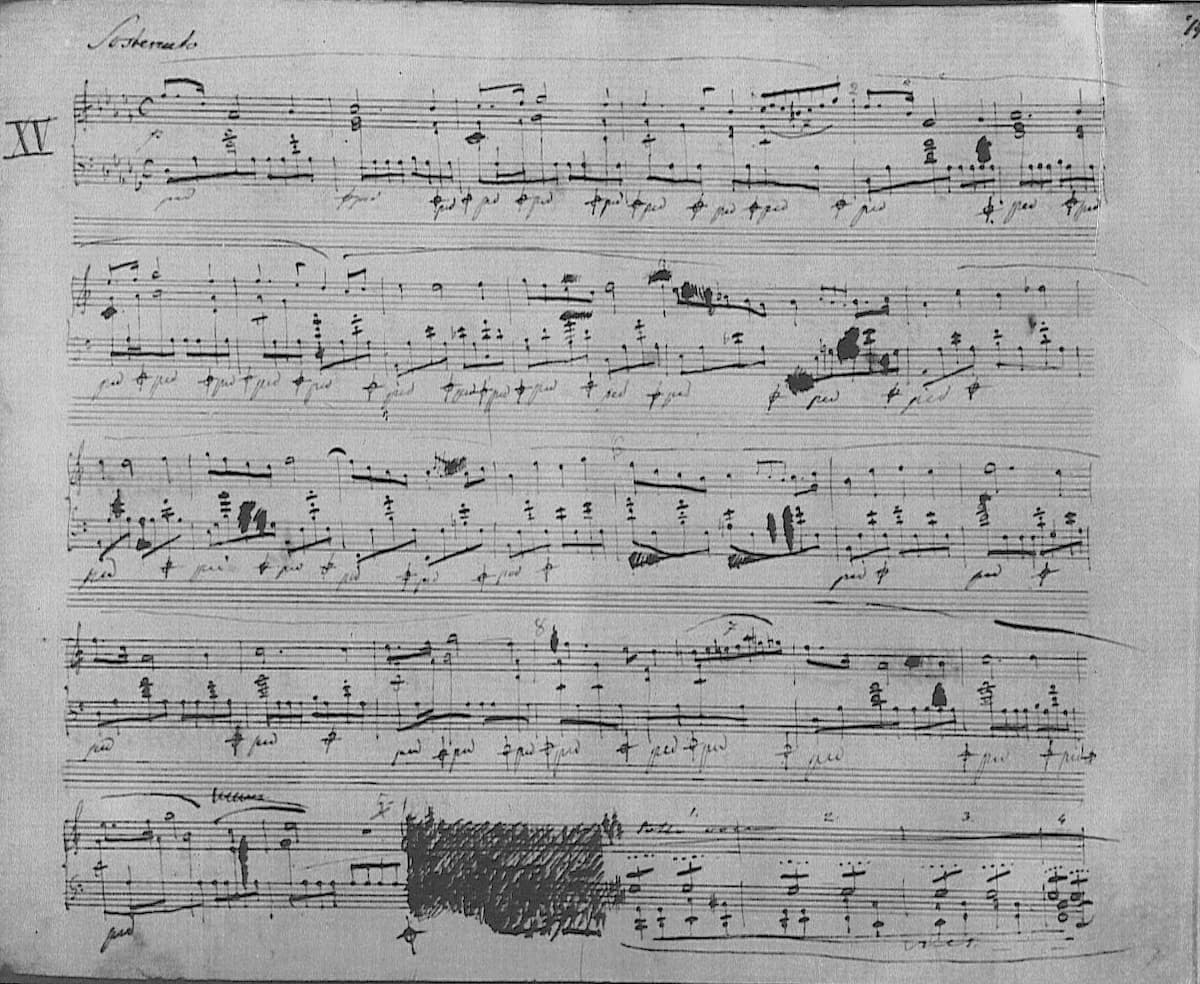 Music score of Chopin's Raindrop Prelude