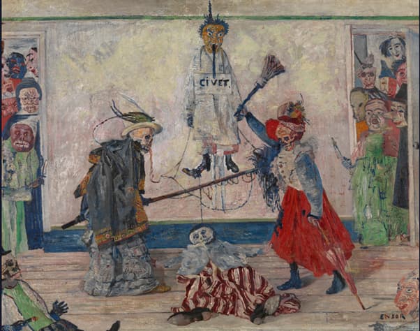 Ensor: Gemaskerde Geraamten in Betwisting om een Gehangene, 1891 (Royal Museum of Fine Arts Antwerp)