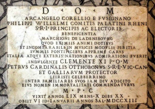 Plaque to Arcangelo Corelli, Pantheon