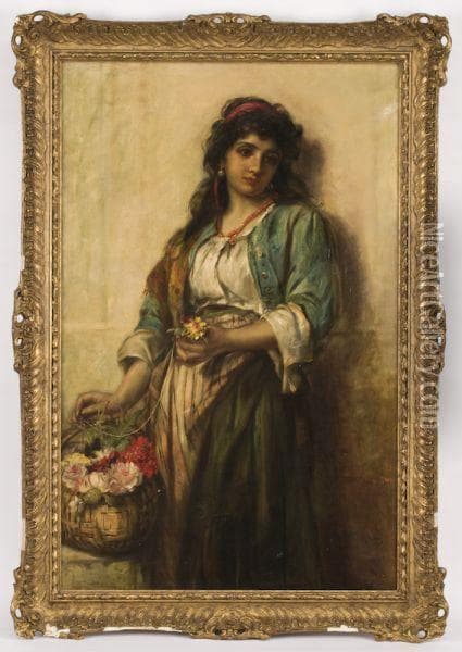 Thomas Kent Pelham: A Gypsy Girl With Flower Basket