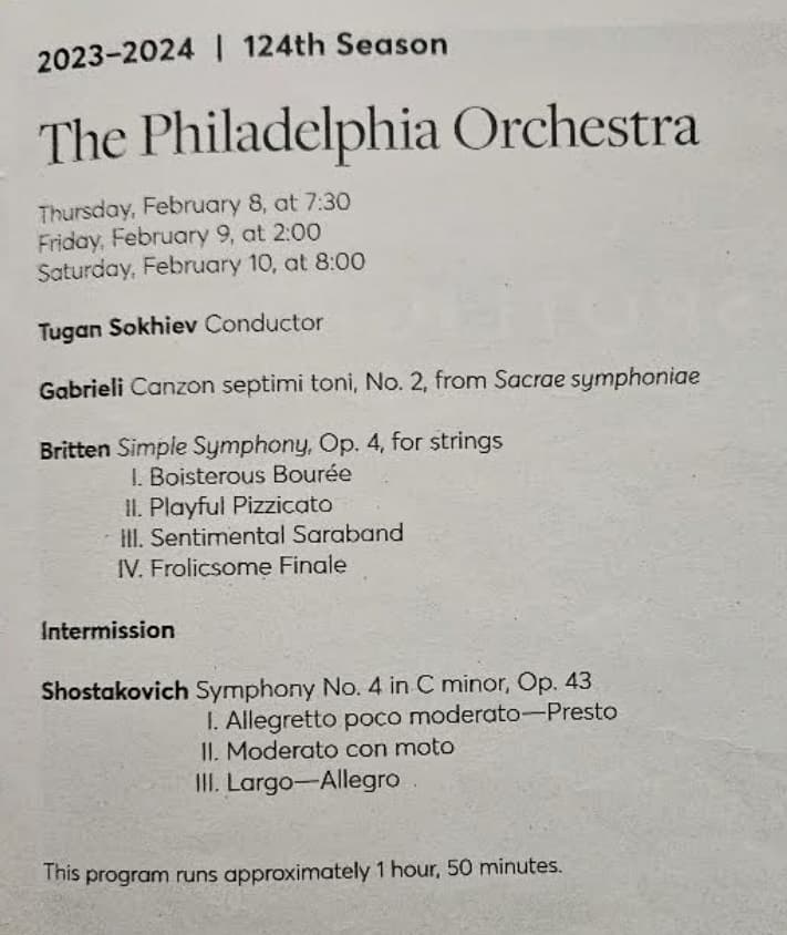 Tugan Sokhiev with Philadelphia Orchestra concert program