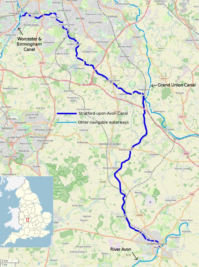 Map of the Stratford-upon-Avon Canal