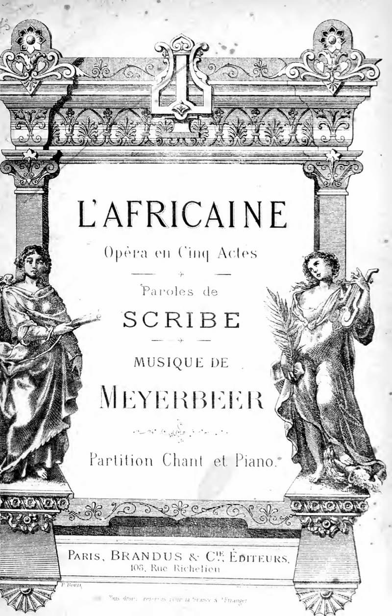 Meyerbeer's opera L’Africaine, cover of the piano vocal score