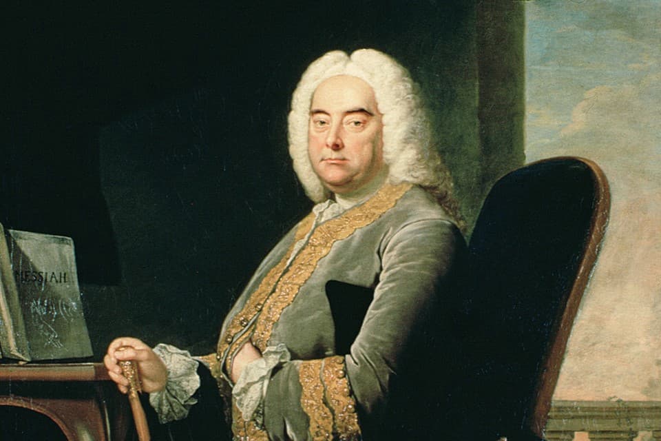 George Frideric Handel with Messiah score