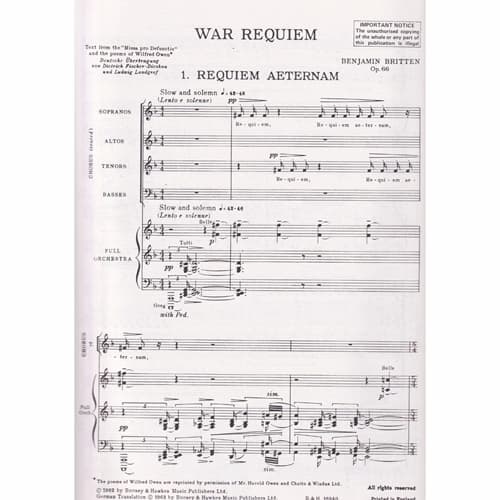 Britten's War Requiem vocal score