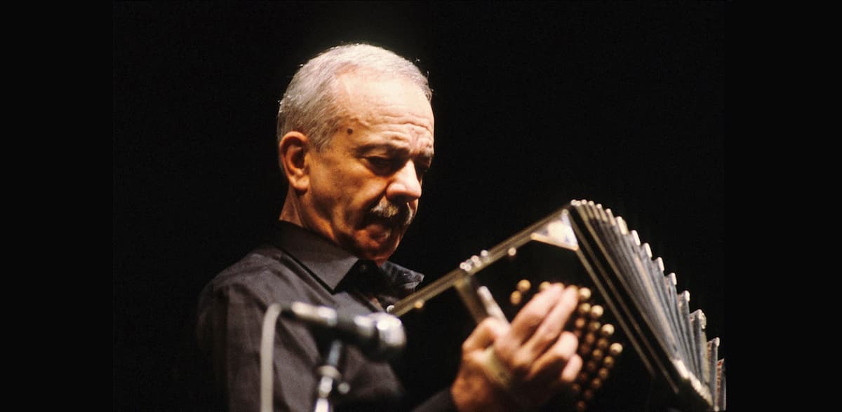 Astor Piazzolla playing the bandoneón