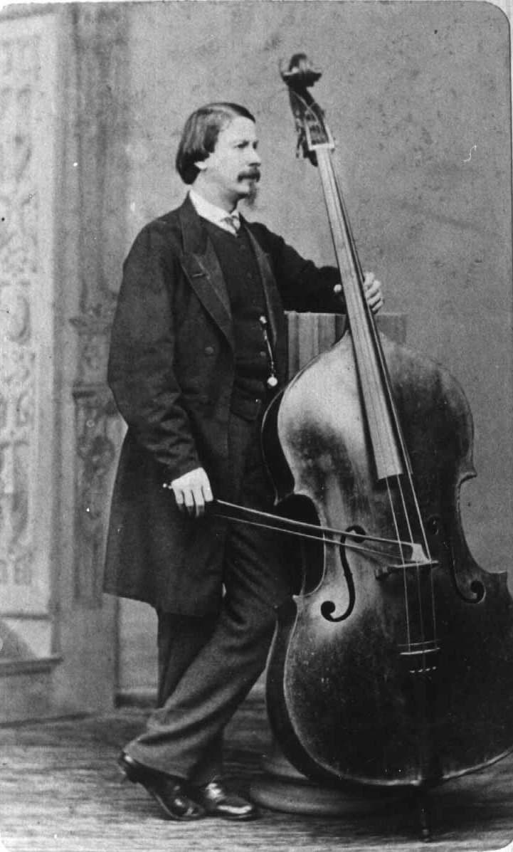 Bottesini with his Testore bass, ca. 1865