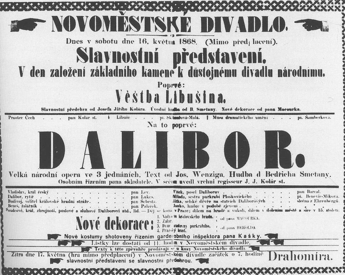 Smetana's Dalibor performance poster
