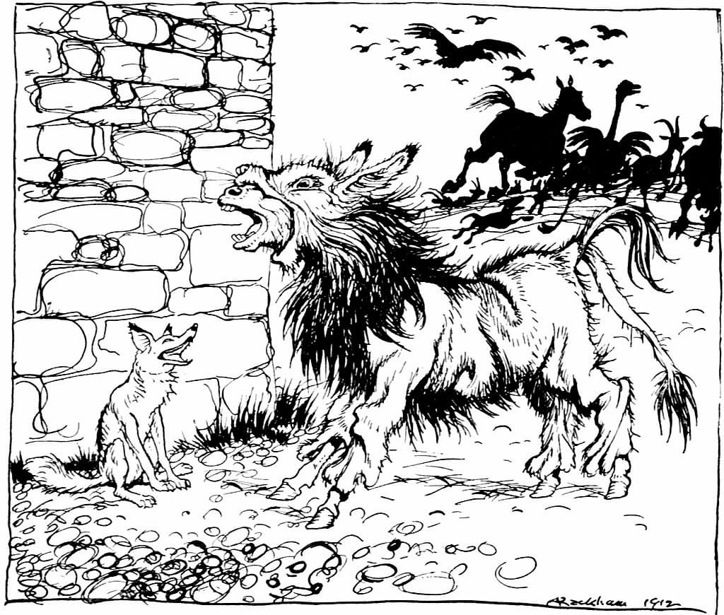 Arthur Rackham: The Donkey in the Lion’s Skin from Aesop’s Fables, 1912
