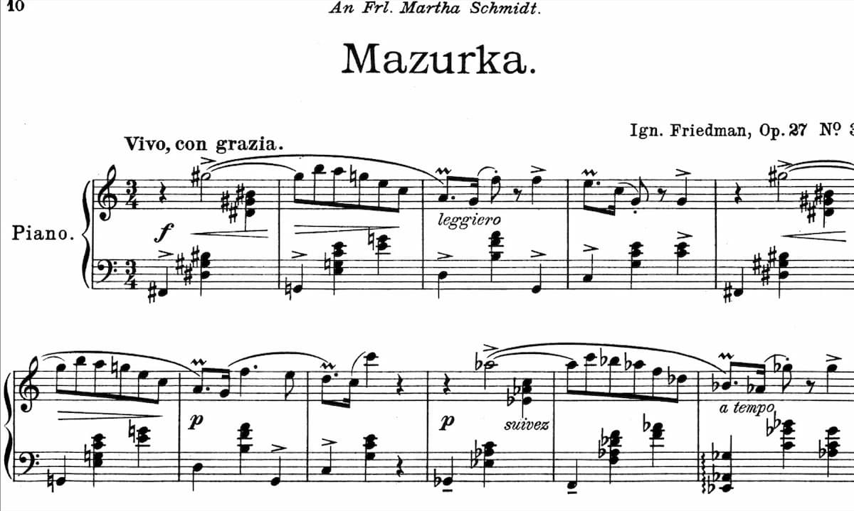 Ignaz Friedman's Mazurka score