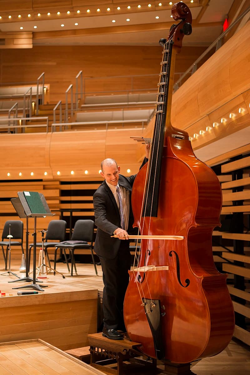 Eric Chappell of the Montreal Symphony Orchestra playing the orchestra's octobass