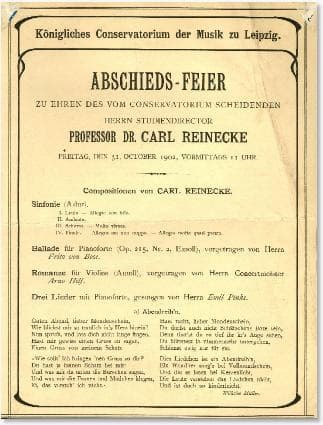 Carl Reinecke: Farewell Concert, 1902