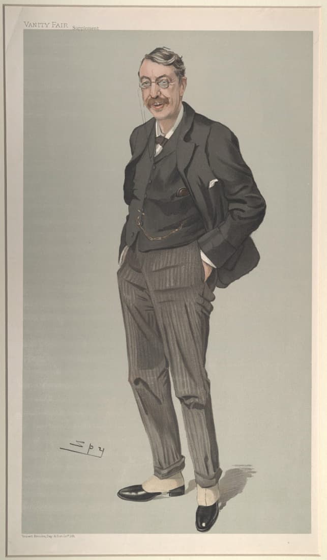 Spy (Leslie Ward): Caricature of Stanford for Vanity Fair, 1905